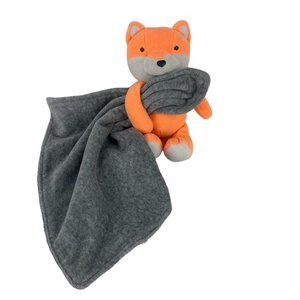 Carter's Orange‎ Fox Lovey Grey Baby Security Blanket 13" Nunu Rattle